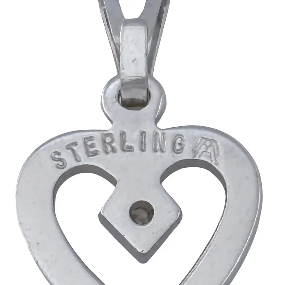 Vintage Sterling Silver 925 Diamond Heart Pendant